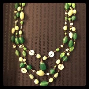 Multi strand Green Beaded Necklace